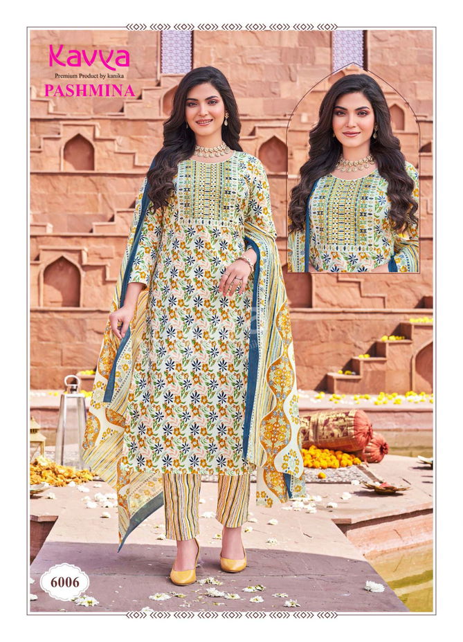 Pashmina Vol 6 By Kavya Embroidery Neck Cotton Readymade Suits Wholesale Suppliers In Mumbai
